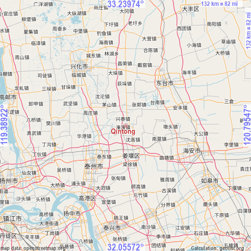 Qintong on map