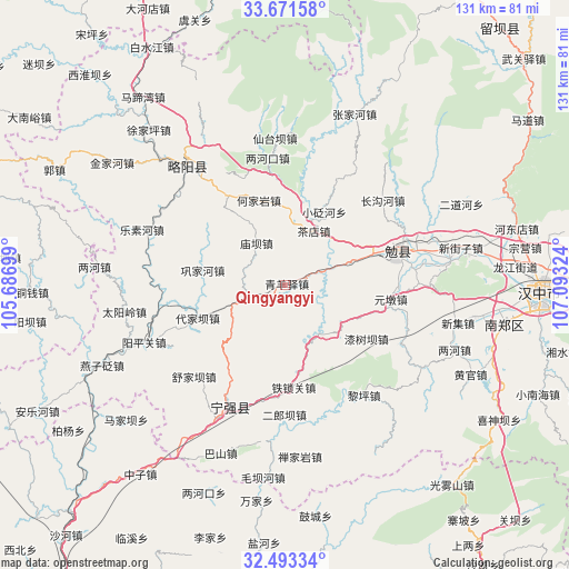 Qingyangyi on map