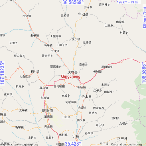 Qingcheng on map