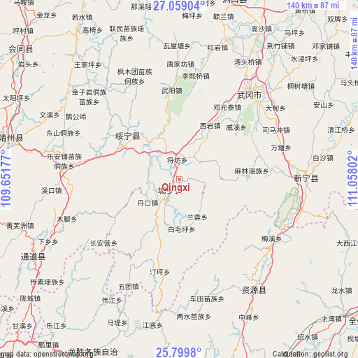 Qingxi on map