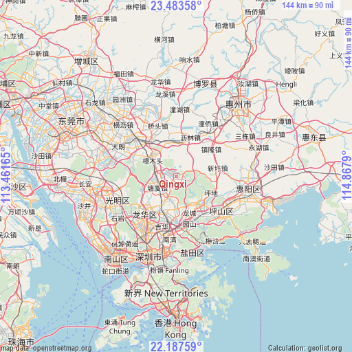 Qingxi on map