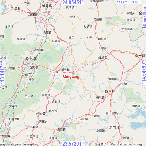 Qingtang on map