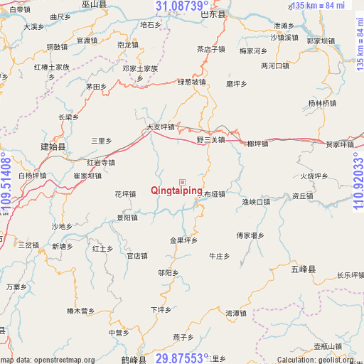 Qingtaiping on map