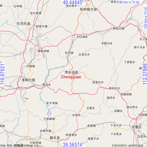 Chengguan on map