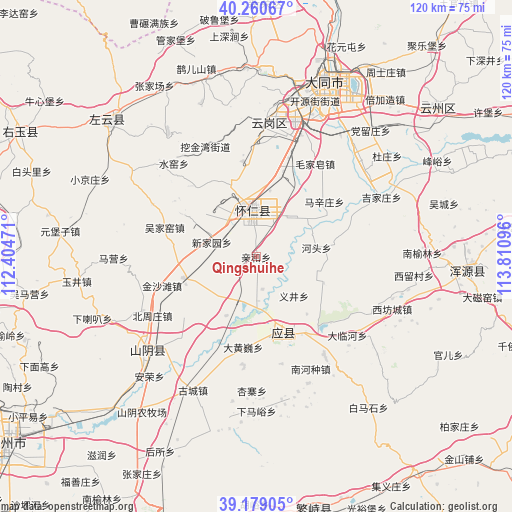 Qingshuihe on map