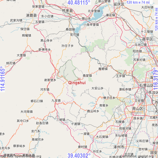 Qingshui on map