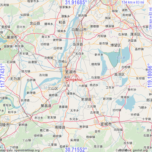 Qingshui on map