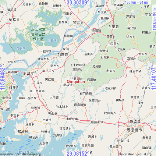 Qingshan on map