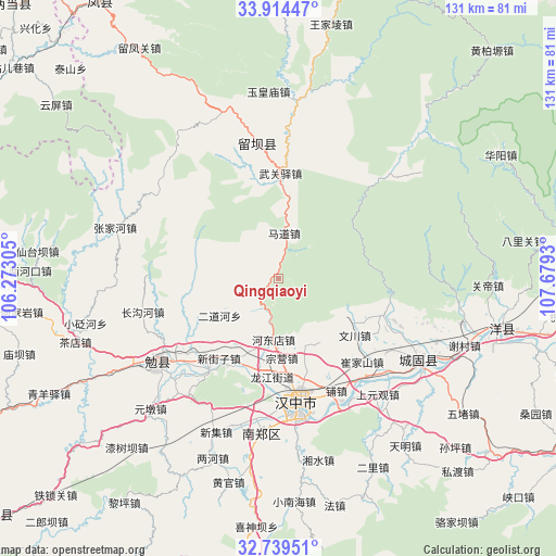 Qingqiaoyi on map