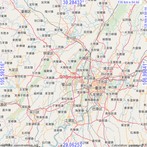 Qingmuguan on map