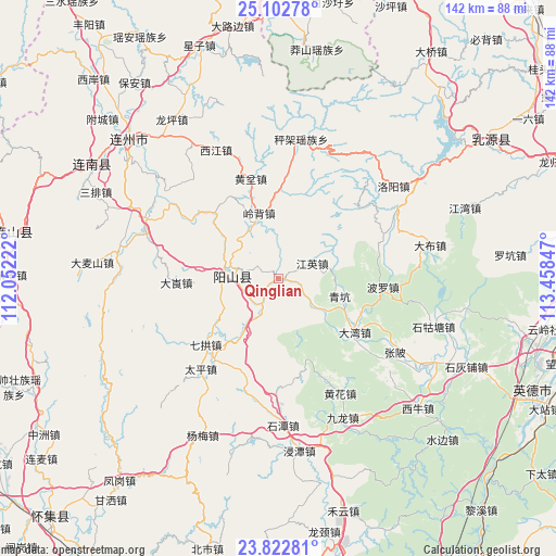 Qinglian on map