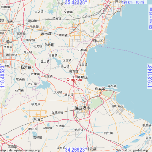 Qingkou on map
