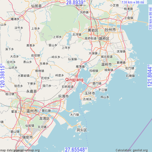 Qingjiang on map