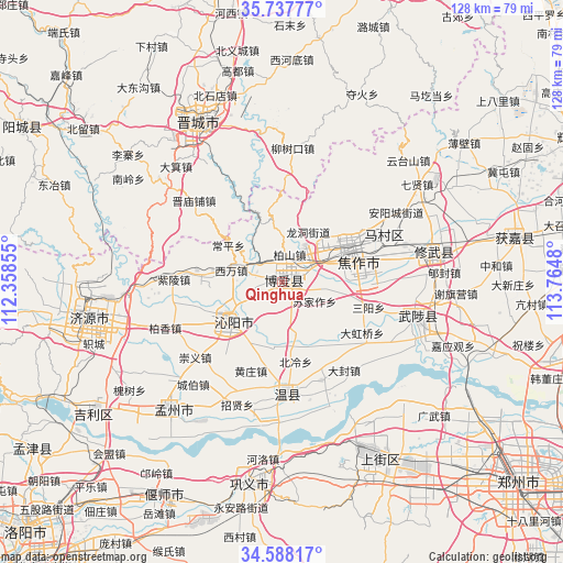Qinghua on map
