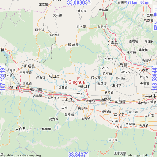 Qinghua on map