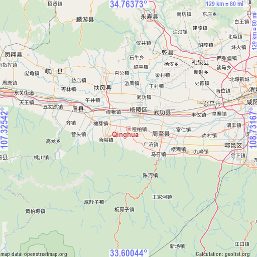 Qinghua on map