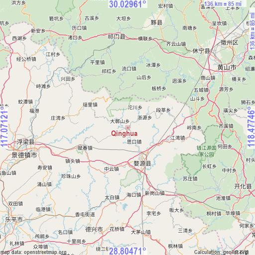 Qinghua on map