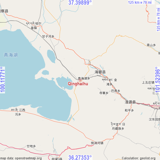 Qinghaihu on map