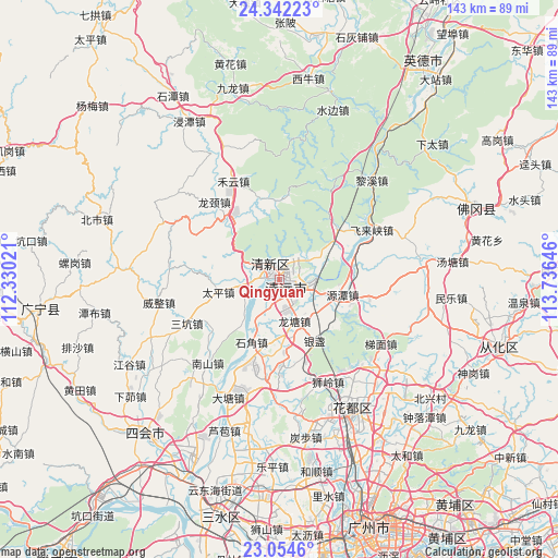 Qingyuan on map