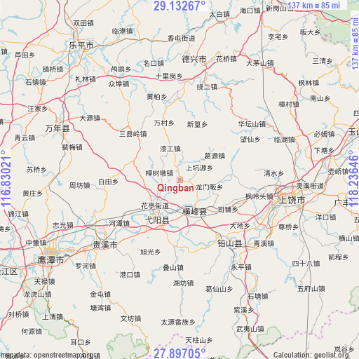 Qingban on map