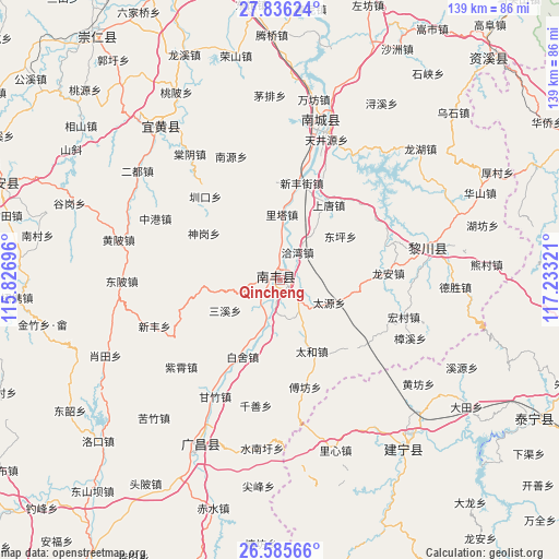 Qincheng on map