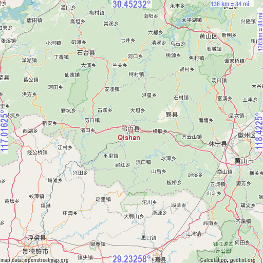 Qishan on map