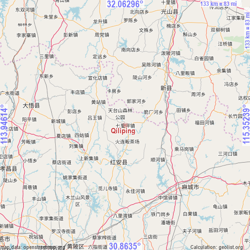 Qiliping on map