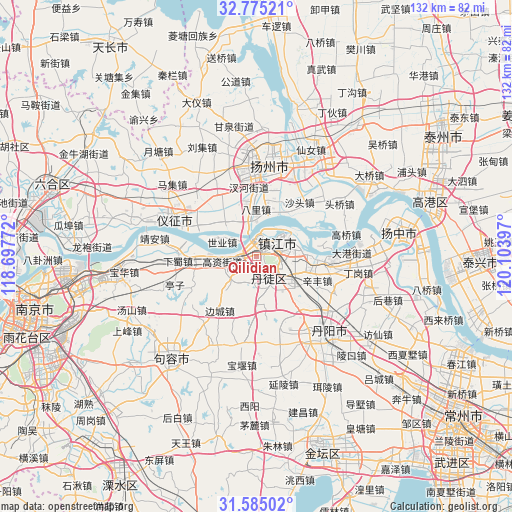 Qilidian on map