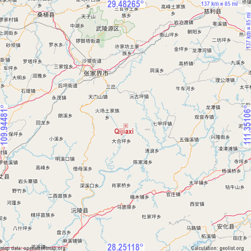 Qijiaxi on map