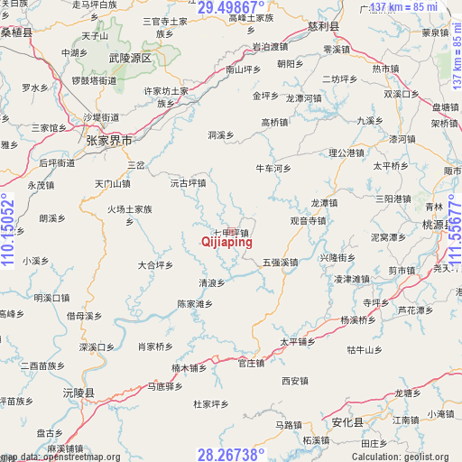 Qijiaping on map