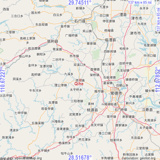 Qihe on map