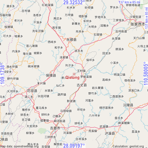 Qietong on map