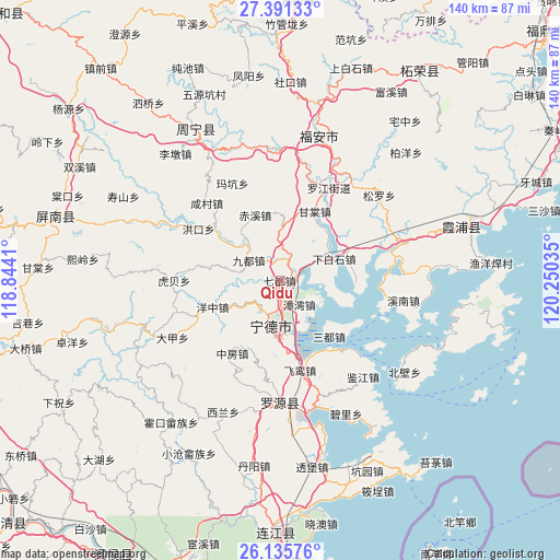 Qidu on map