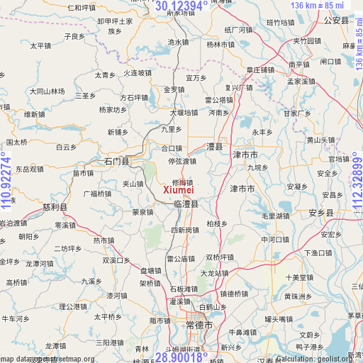 Xiumei on map