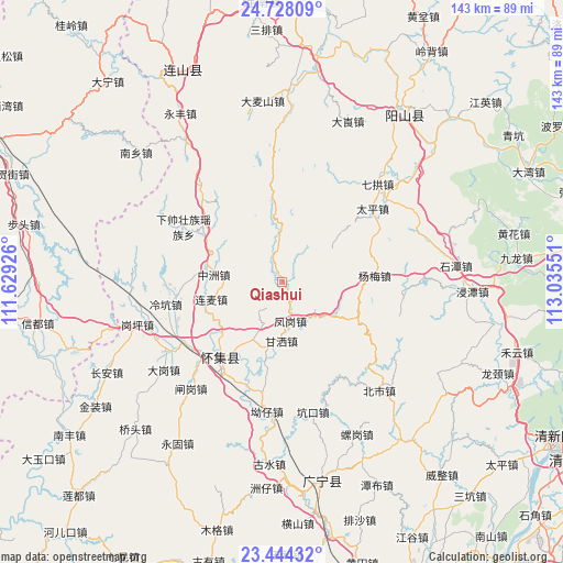 Qiashui on map