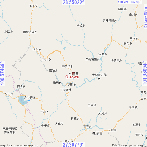 Qiaowa on map