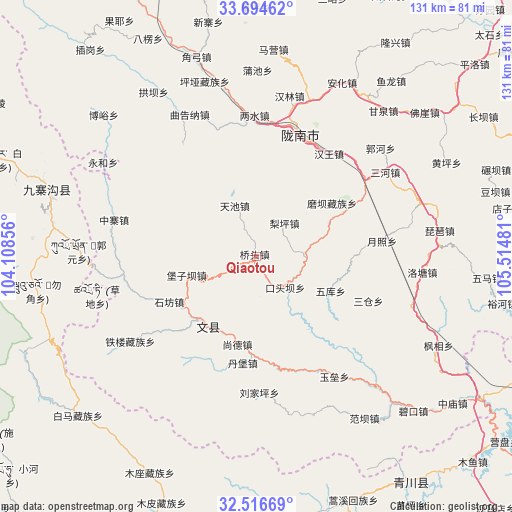 Qiaotou on map