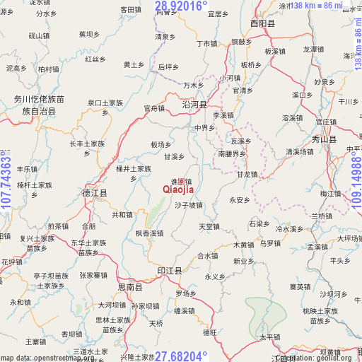 Qiaojia on map