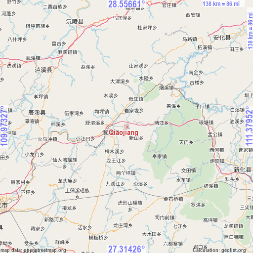 Qiaojiang on map