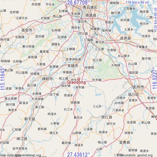 Qiaodong on map