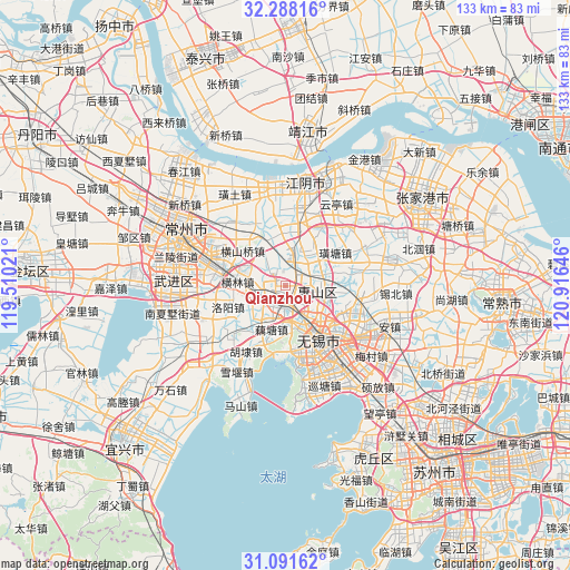 Qianzhou on map