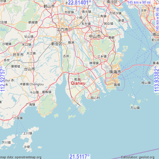 Qianwu on map