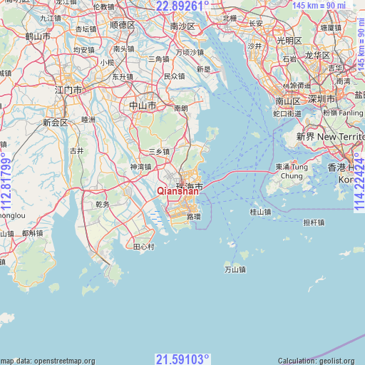 Qianshan on map