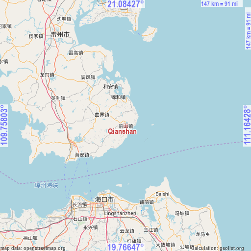 Qianshan on map