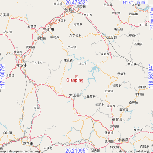 Qianping on map
