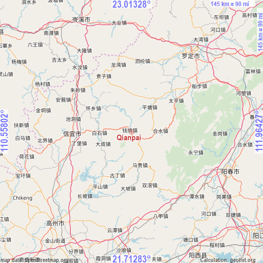 Qianpai on map