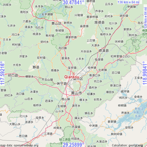 Qiankou on map