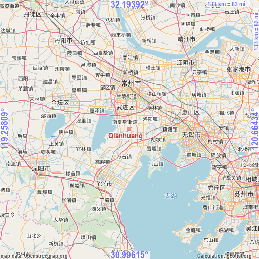 Qianhuang on map