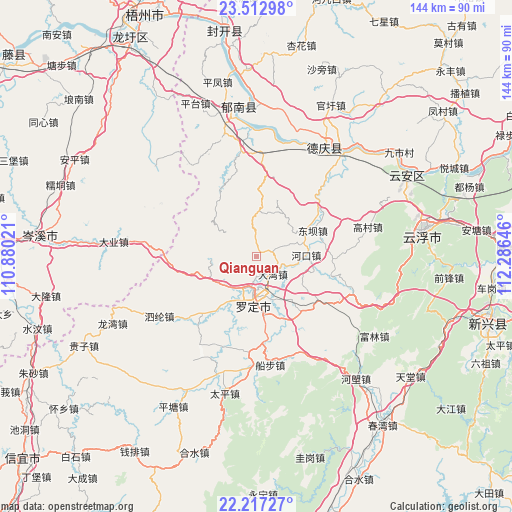 Qianguan on map