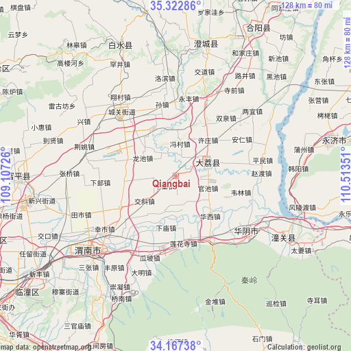 Qiangbai on map